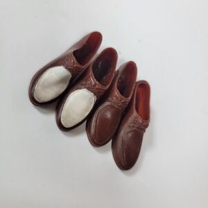 Vintage‎ 1960s 60s Barbie Ken Doll Squishy Dress Shoes Loafers Brown White Japan